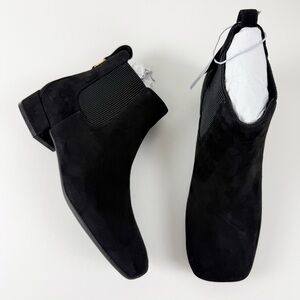 Aerosoles Nancilee Chelsea Bootie Womens 7M Black Suede Block Heel NEW